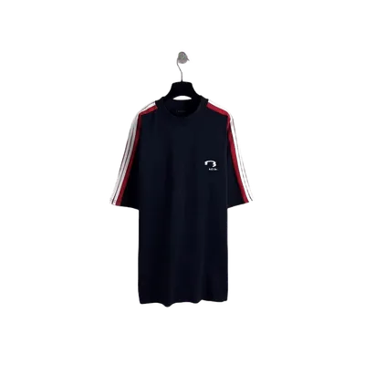 Balenciaga Black Cotton T-Shirt: Striped Sleeve, Unisex