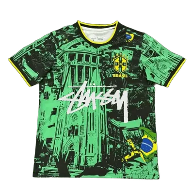 Stussy Football Green Jersey: Unisex Streetwear, Breathable Fabric