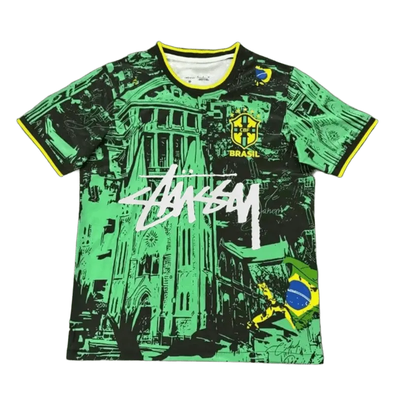 Stussy Football Green Jersey: Unisex Streetwear, Breathable Fabric