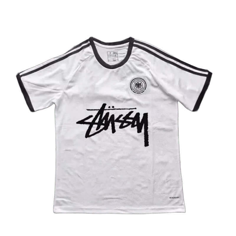 Stussy White Football Jersey: Retro 90s Unisex Streetwear