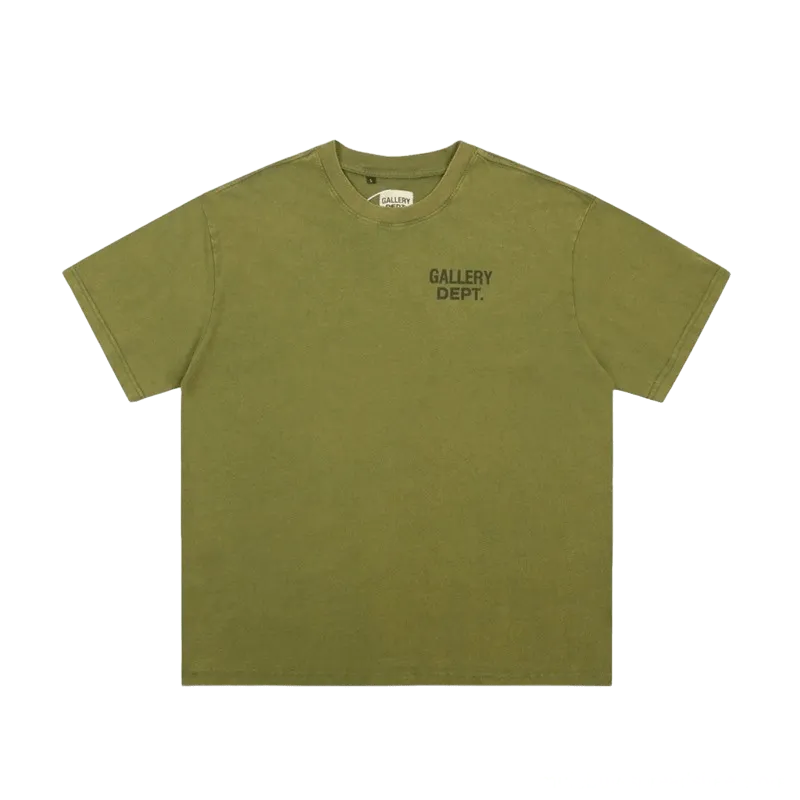 Gallery Dept. Olive Green Cotton Unisex Tee - Minimalist Logo