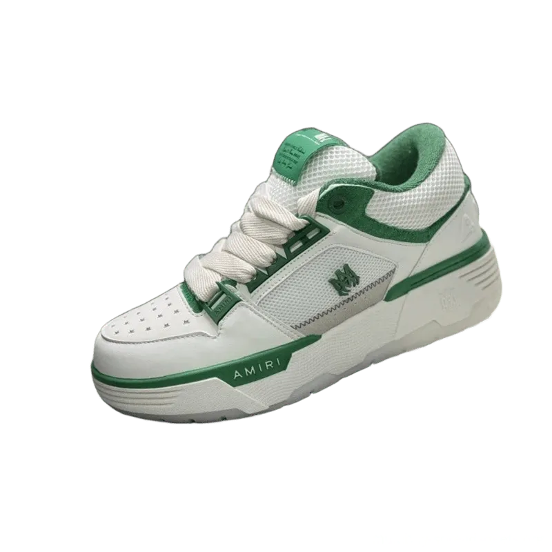Amiri White Green Mesh Leather Sneakers - Unisex Street Style