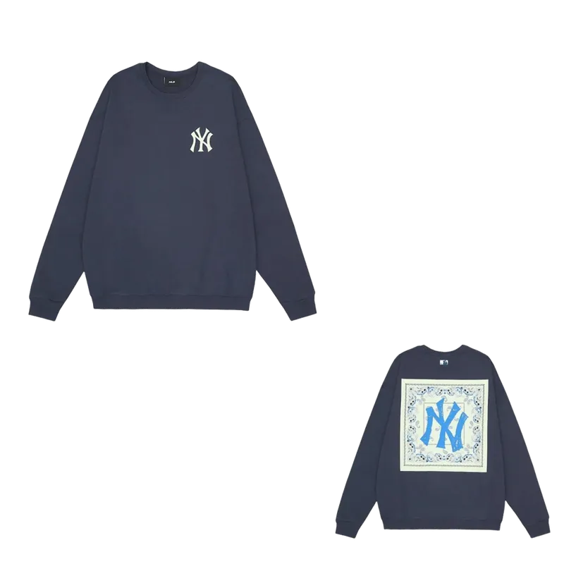 MLB NY Logo Hoodie: Navy Cotton, Unisex Streetwear
