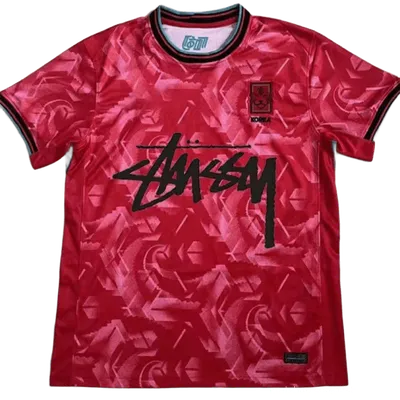 Stussy 90s Red Geometric Football Jersey - Unisex Breathable