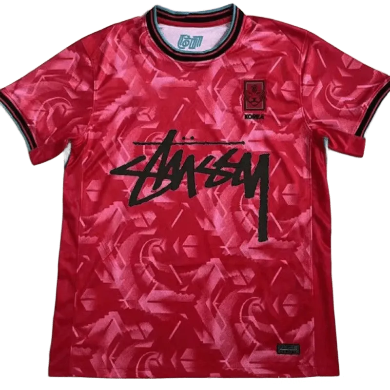 Stussy 90s Red Geometric Football Jersey - Unisex Breathable
