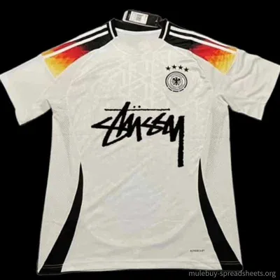 Stussy White Soccer Jersey: Graffiti & German Flag