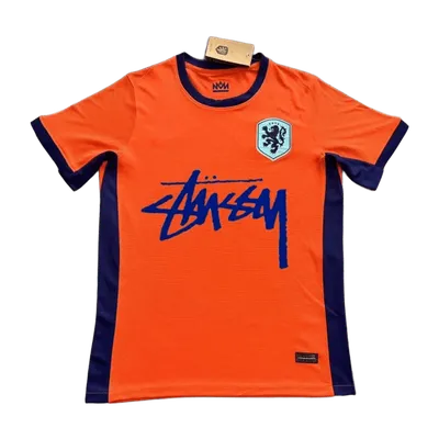 Stussy Orange Football Jersey: Vintage Unisex Breathable Sportswear