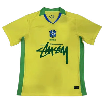 Stussy Brazil Graffiti Yellow Football Jersey - Unisex Streetwear