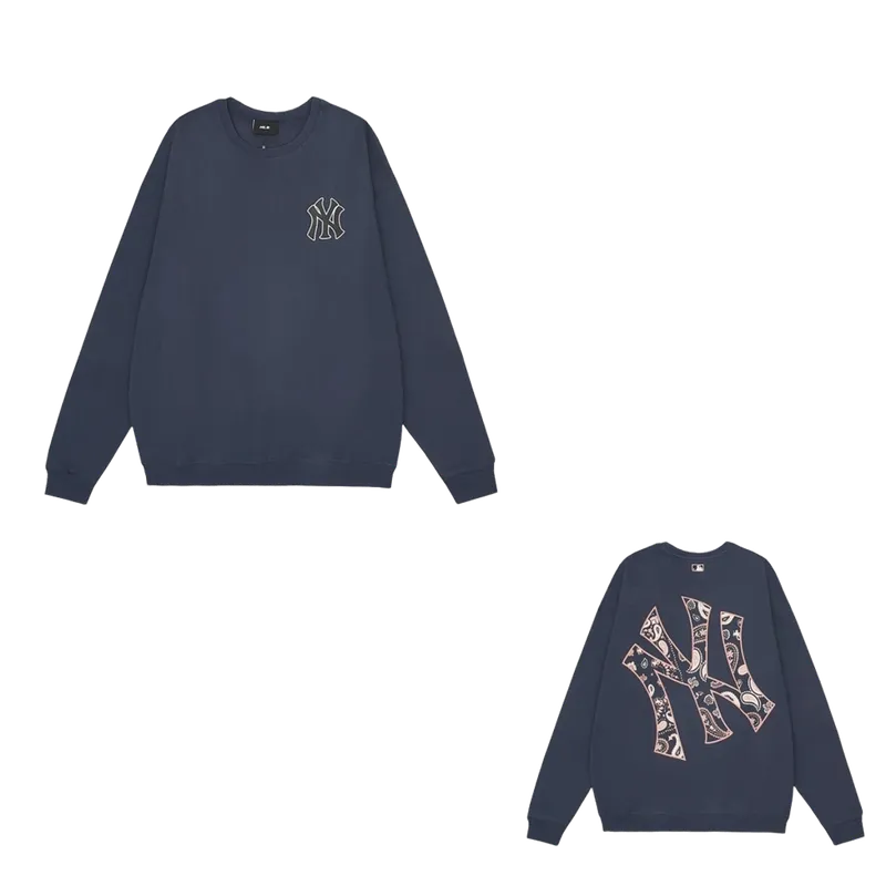 MLB Navy Paisley Crewneck Sweatshirt - Unisex Retro Streetwear