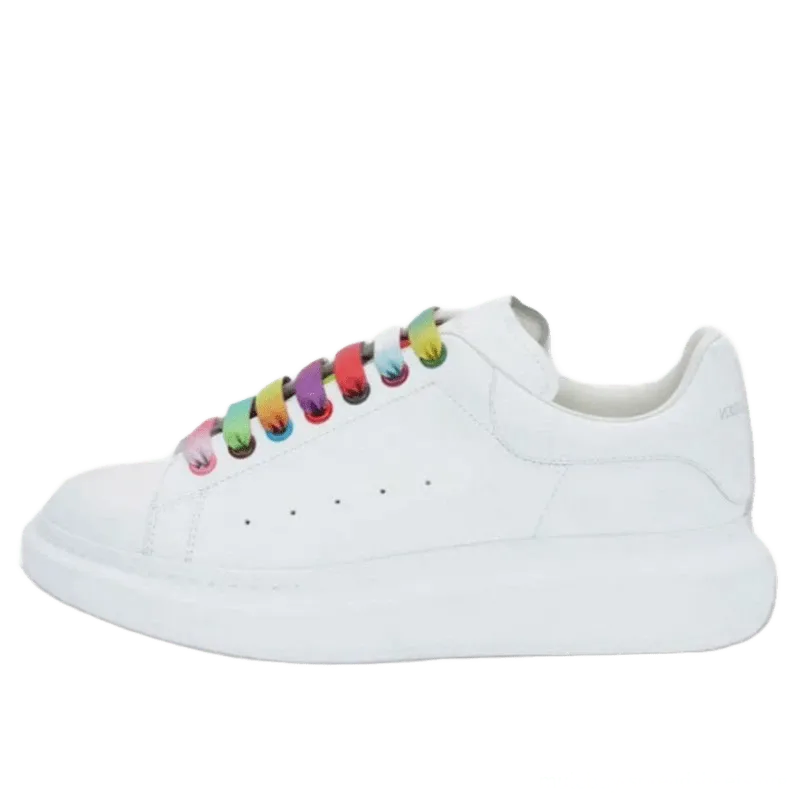 Alexander McQueen White Leather Lace-Up Sneakers