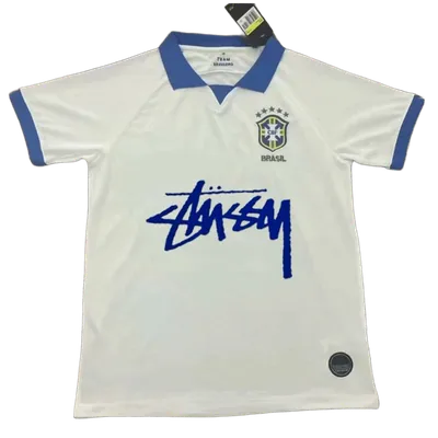 Stussy White Retro 90s Football Jersey Unisex Streetwear