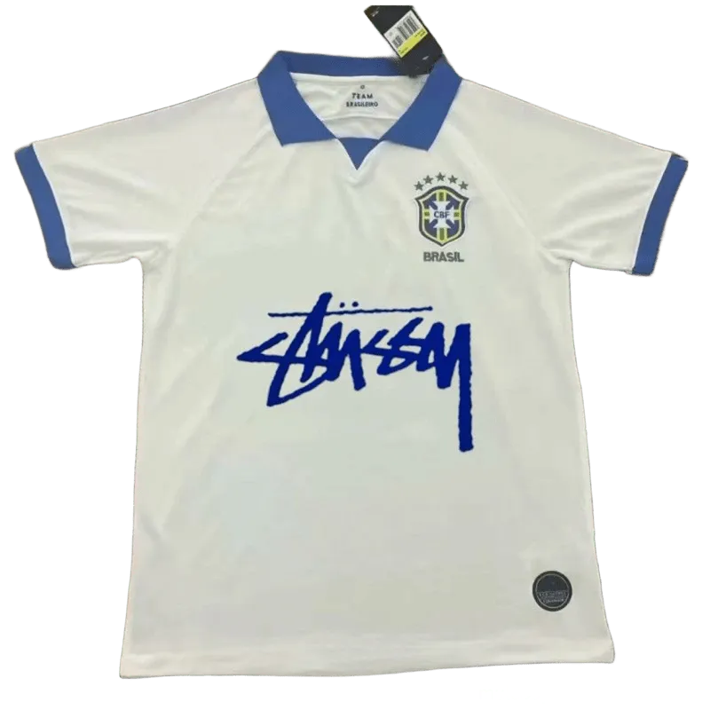 Stussy White Retro 90s Football Jersey Unisex Streetwear