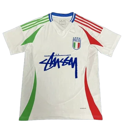 Stussy White Football Jersey: Graffiti Logo & Italian Stripes
