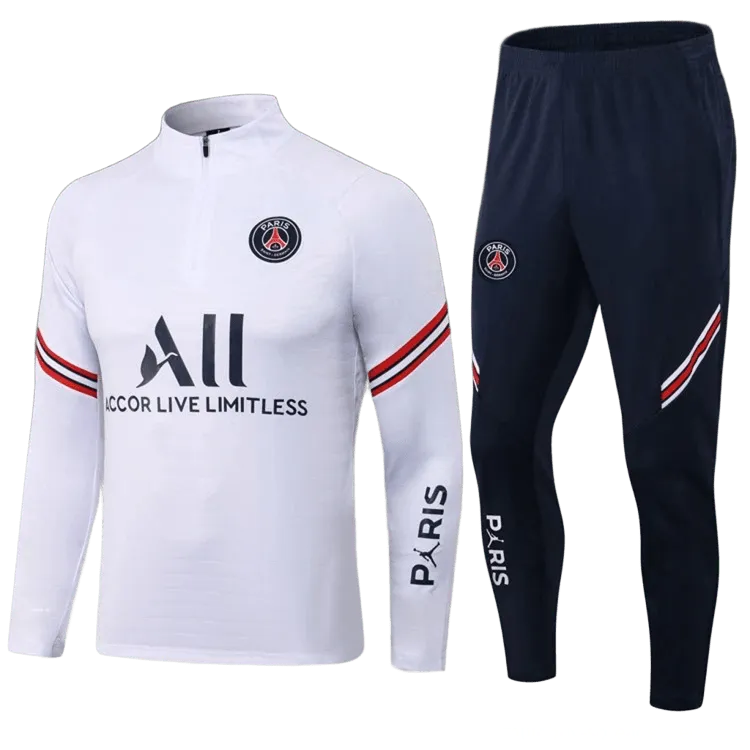 Nike PSG White Football Jersey & Navy Blue Pants Set