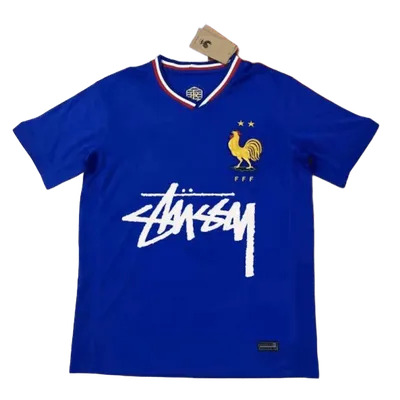 Stussy 90s Blue Cotton Football Jersey - Unisex Streetwear