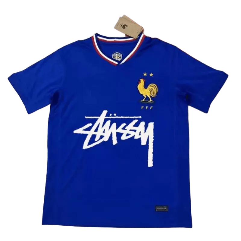 Stussy 90s Blue Cotton Football Jersey - Unisex Streetwear