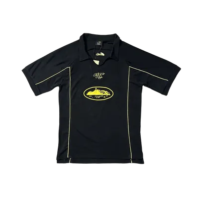 Cavalli Black Sport Jersey: Breathable, Gold Logo, Unisex
