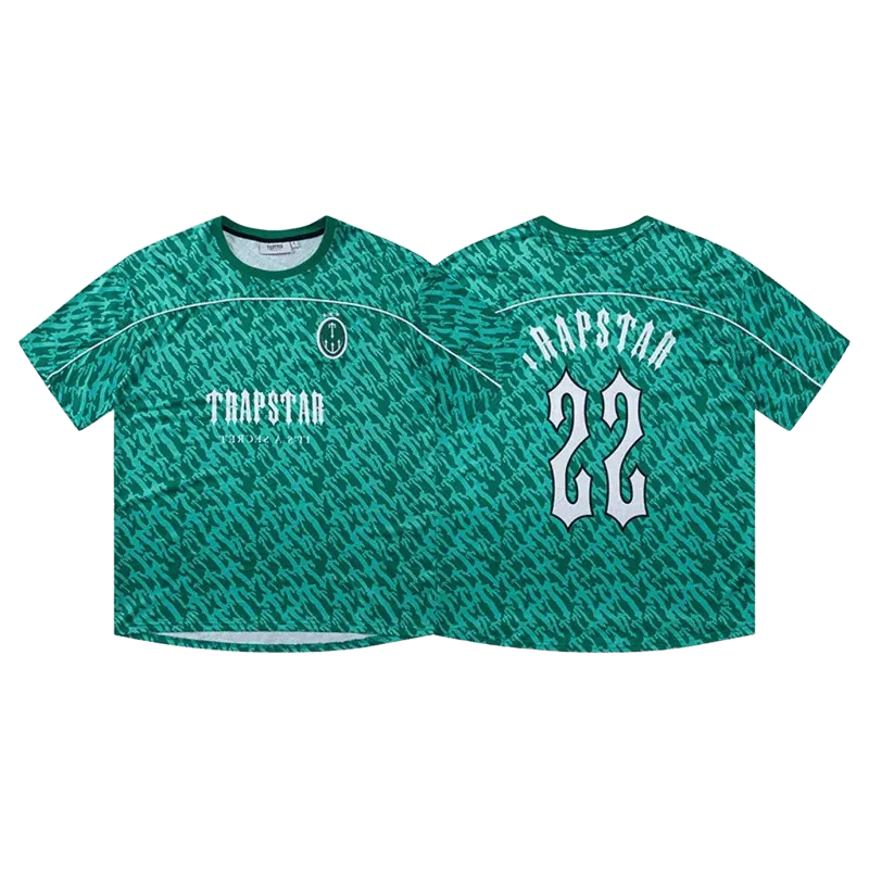 Trapstar Green Football Jersey: Breathable Unisex Streetwear