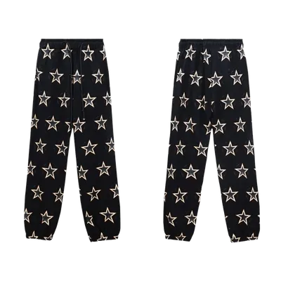 Denim Tears Black Cotton Star Print Retro Pants