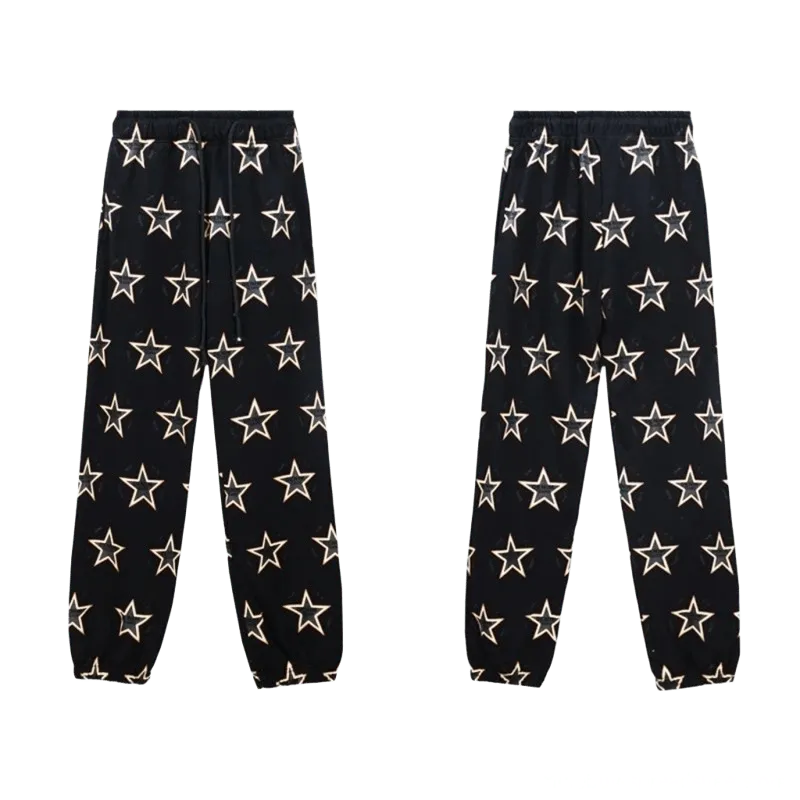 Denim Tears Black Cotton Star Print Retro Pants