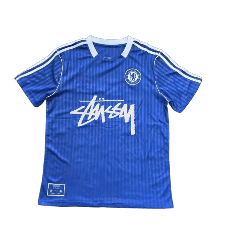 Stussy Blue Football Jersey: Unisex Breathable Streetwear