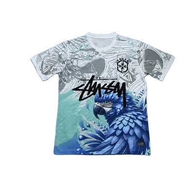Stussy Blue White Cotton Tee: 90s Street Style Unisex