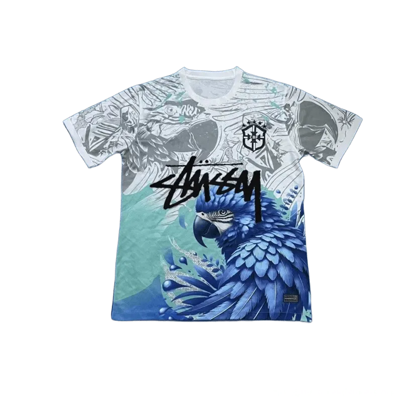 Stussy Blue White Cotton Tee: 90s Street Style Unisex
