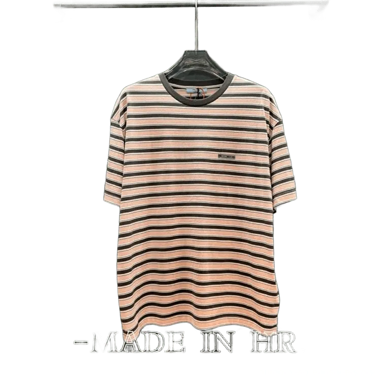 Prada Pink Striped T-Shirt: Unisex Cotton