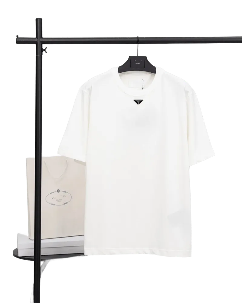 Prada White Unisex Cotton Logo T-Shirt