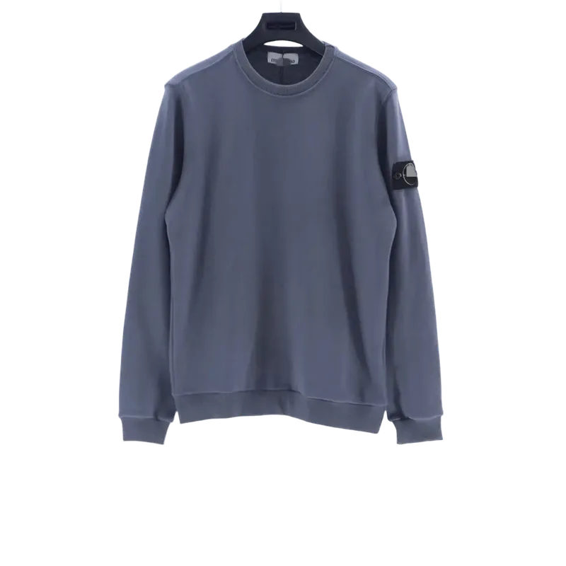 Stone Island Grey Crewneck Hoodie with Compass Patch