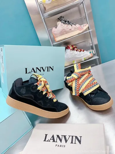LANVIN Black Woven Lace Sneakers, Unisex Urban Shoes