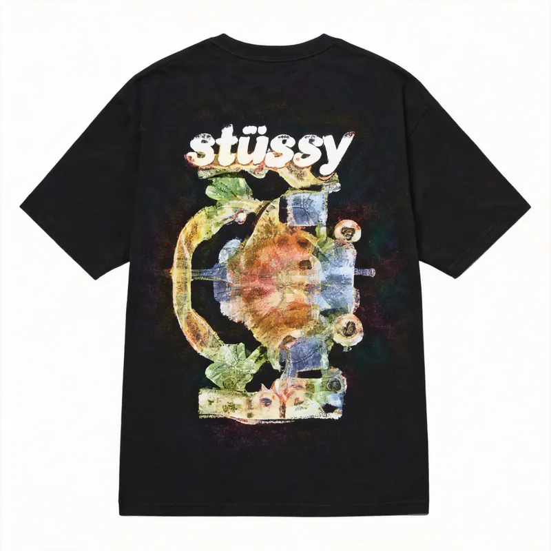 Stussy Black Cotton T-Shirt: Minimalist Streetwear Tee