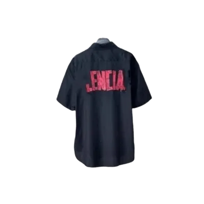 Balenciaga Black Cotton Shirt: Red LENCIAGA Back Print