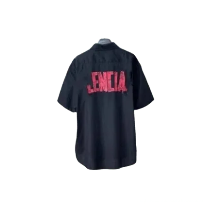 Balenciaga Black Cotton Shirt: Red LENCIAGA Back Print