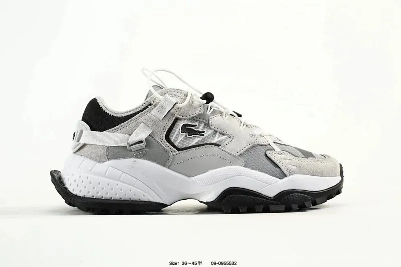 Lacoste Light Grey Cushioned Unisex Sneakers, Casual Sport Shoes