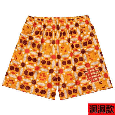 EE Dot Orange Cotton Shorts: Breathable Streetwear