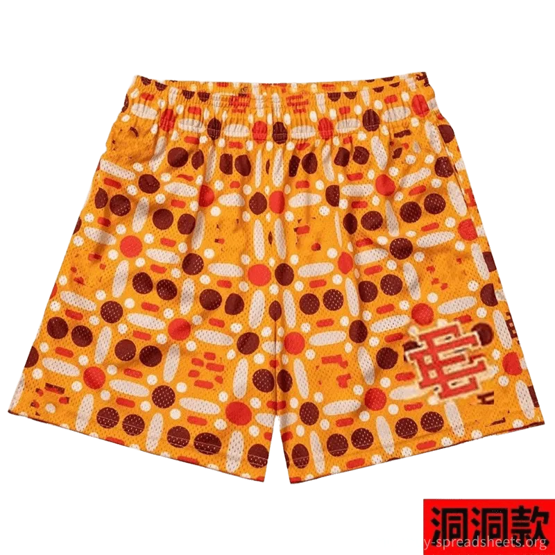 EE Dot Orange Cotton Shorts: Breathable Streetwear