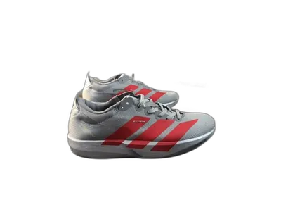 Adidas Silver Grey Red Stripe Mesh Cushioned Unisex Sneakers