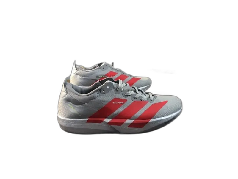 Adidas Silver Grey Red Stripe Mesh Cushioned Unisex Sneakers