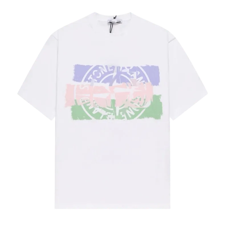 Stone Island White Tee: Unisex Cotton Streetwear w/ Compass Patch