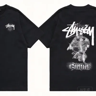 Stussy Black Tribal Logo Tee 90s Retro Streetwear Unisex