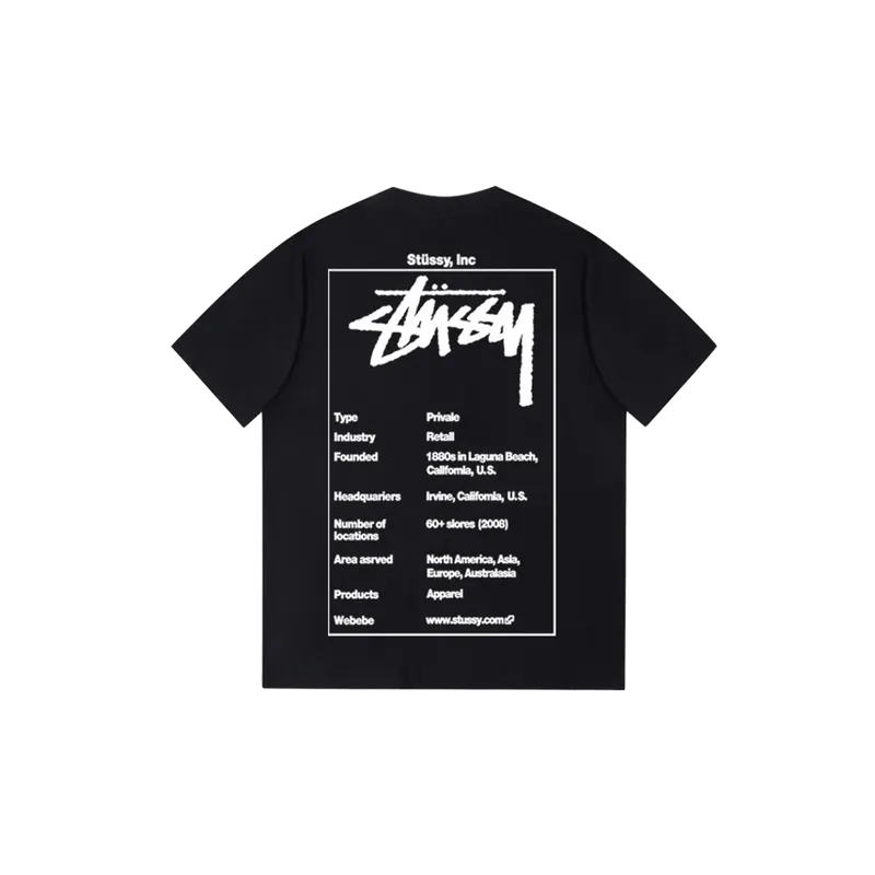 Stussy 80s Black Street Tee: Unisex Cotton Short Sleeve