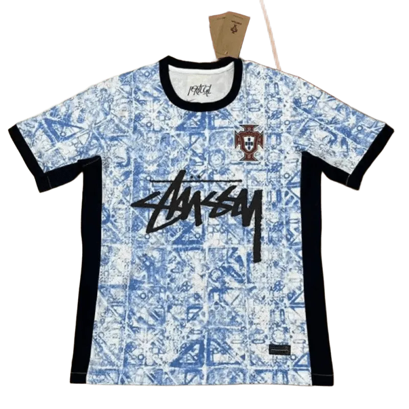 Stussy 90s Blue White Football Jersey, Unisex Streetwear