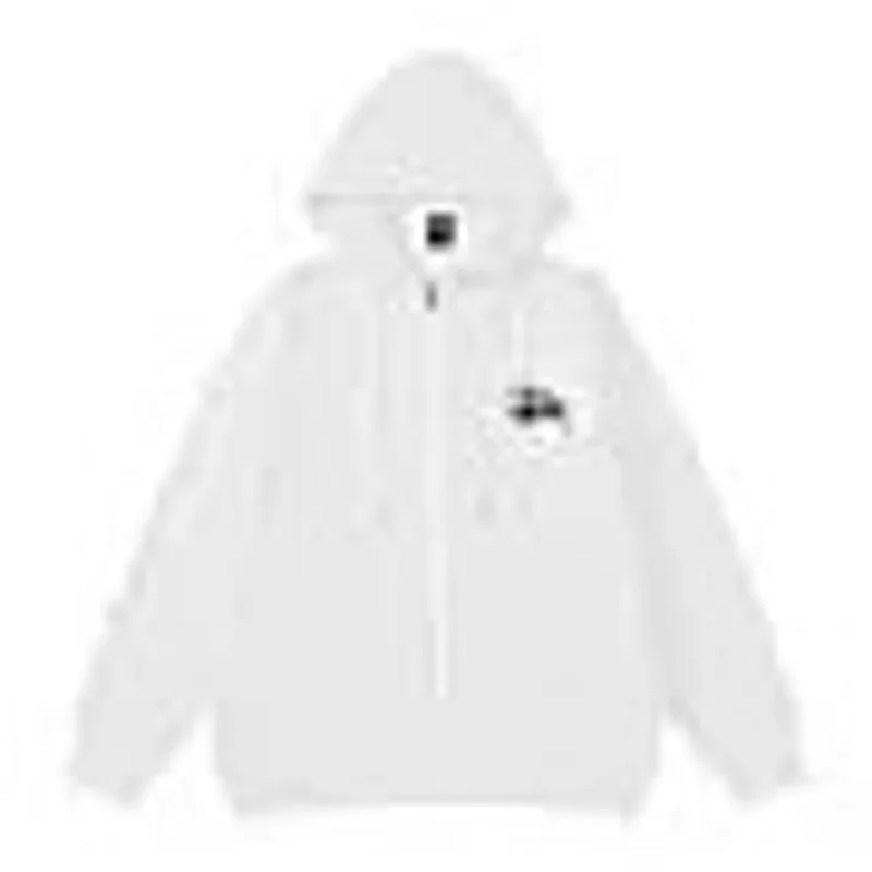 Stussy 90s Retro White Zip Hoodie Unisex Streetwear