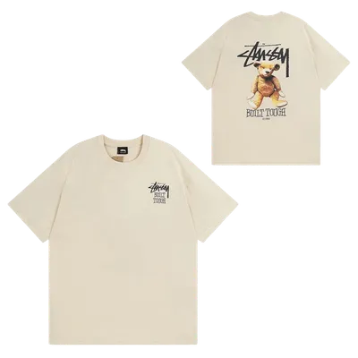 Stussy Beige Cotton T-Shirt: 90s Retro Streetwear Unisex Tee
