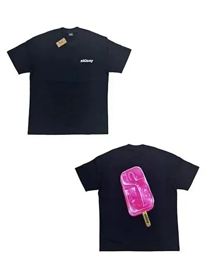 Stussy 90s Black Cotton T-Shirt: Unisex Streetwear Graphic Tee