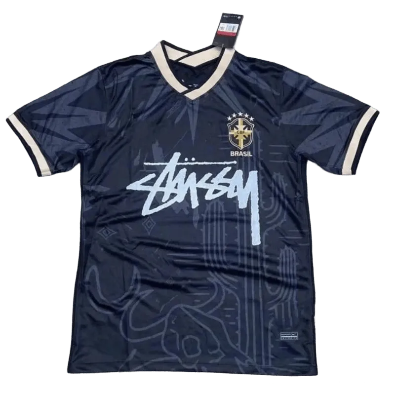 Stussy Black Football Jersey: Unisex Streetwear, Breathable