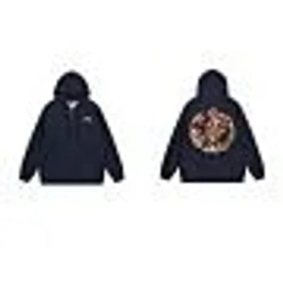 STUSSY Classic Black Hooded Jacket: Retro Windproof Cotton Streetwear