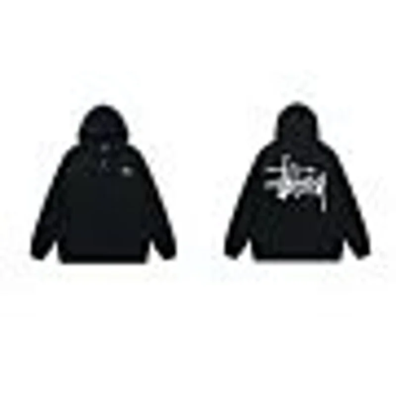 STUSSY Classic Black Hooded Puffer Jacket Unisex Winter Coat