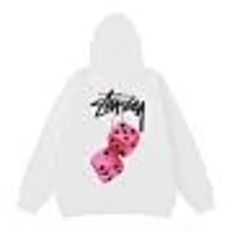 STUSSY Dice Print Hoodie White Retro Streetwear Unisex